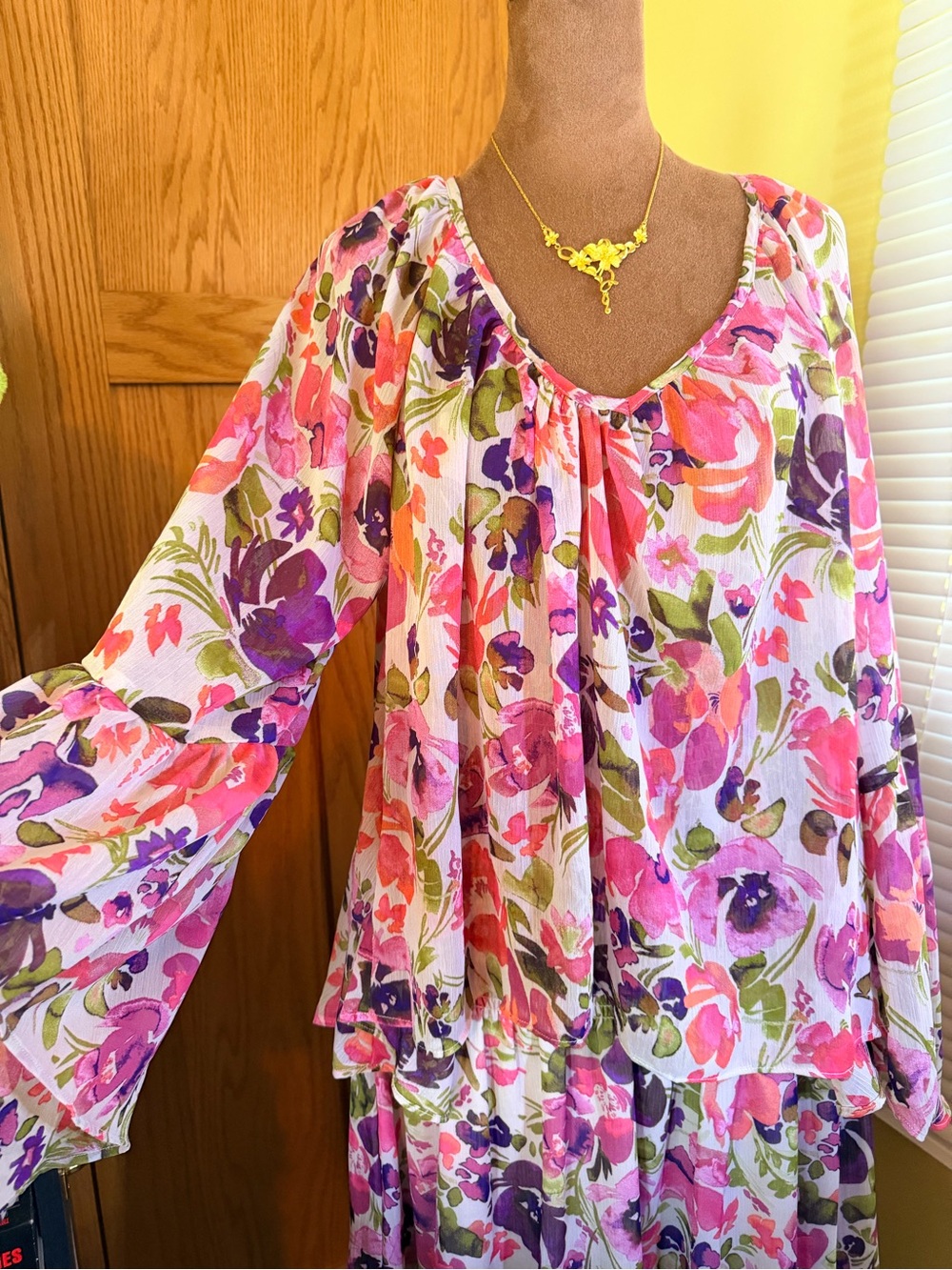 Boho Floral Peasant Blouse ONLY in Pink & Purple